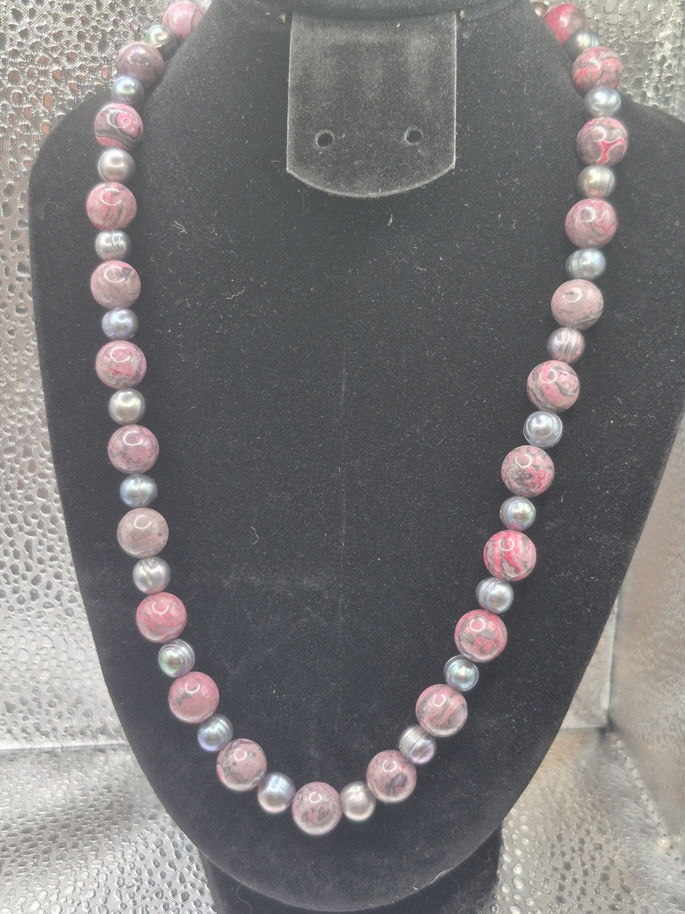 Beautiful Leopard Jasper Beads With Peacock Color Freshwater Pearls